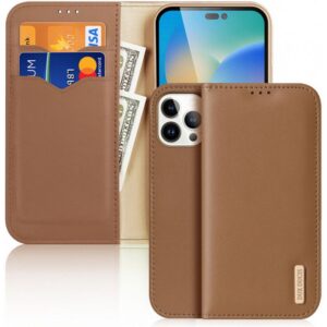 DUX DUCIS Hivo - Leather Wallet Case for Apple iPhone 15 Pro Max brown