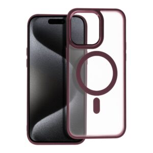 Matte Mag Cover case compatible with MagSafe for IPHONE 15 PRO MAX plum red