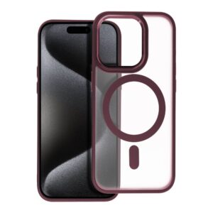 Matte Mag Cover case compatible with MagSafe for IPHONE 15 PRO plum red