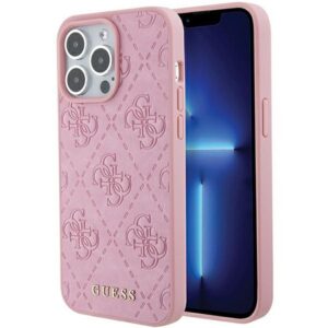 Original faceplate case GUESS GUHCP15LP4EPMP for iPhone 15 PRO (Quilted 4G Classic / pink)