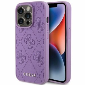 Original faceplate case GUESS GUHCP15LP4EPMU for iPhone 15 PRO (Quilted 4G Classic / light purple)