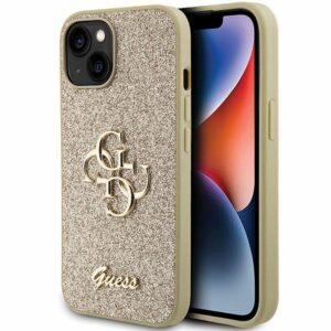 Original faceplate case GUESS GUHCP15MHG4SGD for iPhone 15 PLUS (Fixed Glitter Big 4G / gold)