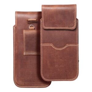 ROYAL Crazy Horse - Leather universal flap pocket / brown - Size 2XL+tall - SAMSUNG S21 ULTRA / HUAWEI P Smart 2021 / XIAOMI Redmi 12 / OPPO A98 5G