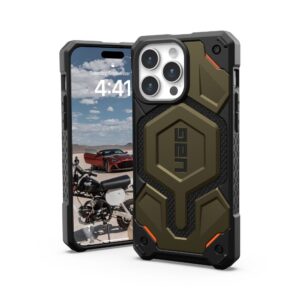 ( UAG ) Urban Armor Gear Monarch Pro for IPHONE 15 PRO MAX compatible with MagSafe kevlar element green