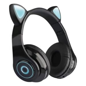 Wireless Stereo Headphones CAT EAR CXT-B39 with LED & SD Card Cat Ears Black