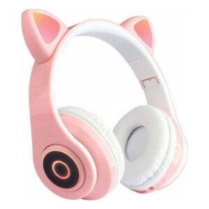 Wireless Stereo Headphones CAT EAR CXT-B39 with LED & SD Card Cat Ears Pink
