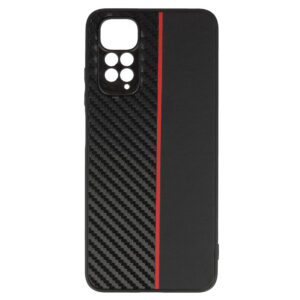TechWave Stripe Carbon case for Xiaomi Redmi Note 11 / 11s black - red