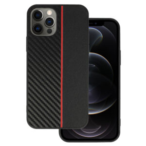 TechWave Stripe Carbon case for iPhone 12 Pro black - red