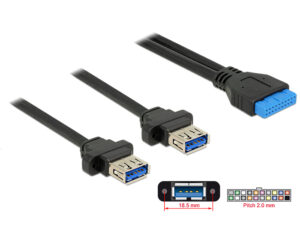 DELOCK καλώδιο USB 3.0 19 pin header (F) σε 2x USB 3.0 (F) 85244