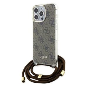 Original faceplate case GUESS GUHCP15XHC4SEW for iPhone 15 Pro Max (Crossbody Cord 4G Print / brown)