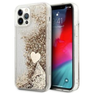 Original faceplate case GUESS GUOHCP12MGLHFLGO for iPhone 12/12 Pro (Liquide Glitter Charms / gold)