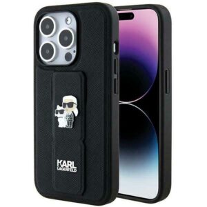 Original faceplate case KARL LAGERFELD KLHCP13LGSAKCPK for iPhone 13 Pro (Gripstand Saffiano KC PIN / black)