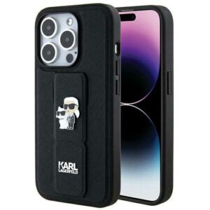 Original faceplate case KARL LAGERFELD KLHCP14LGSAKCPK for iPhone 14 Pro (Gripstand Saffiano KC PIN / black)