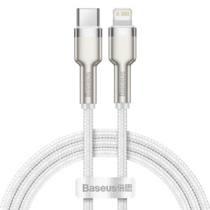 BASEUS cable Type C for Apple Lightning 8-pin PD20W Power Delivery Cafule Metal Cable CATLJK-A02 1 meter white