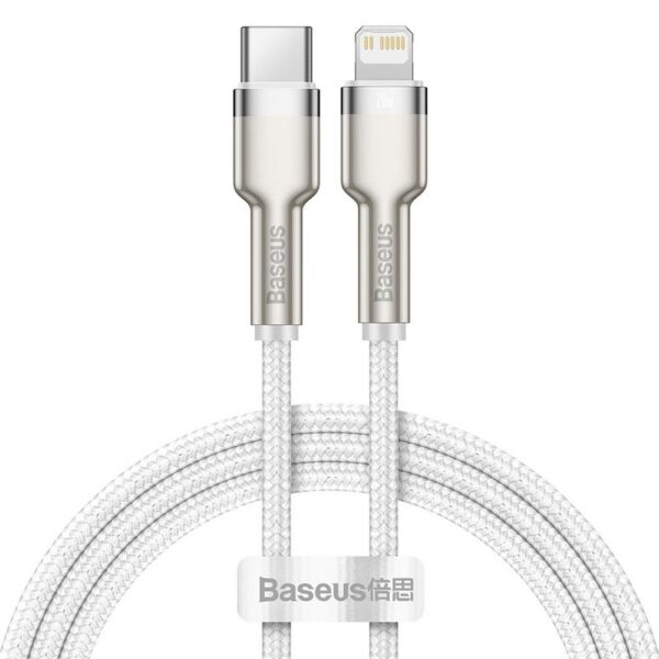 BASEUS cable Type C for Apple Lightning 8-pin PD20W Power Delivery Cafule Metal Cable CATLJK-A02 1 meter white