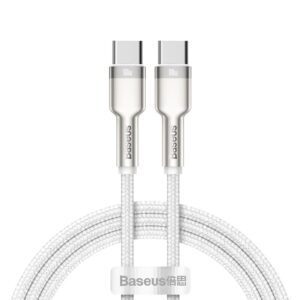 BASEUS cable Type C to Type C PD100W Power Delivery Cafule Metal Cable CATJK-C02 1 meter white