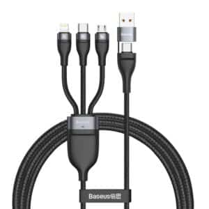 BASEUS cable USB / Typee C 4w1 Type C to Micro + Lightning 8-pin + Type C 100W PD Qi gray-black CA2T3-G1