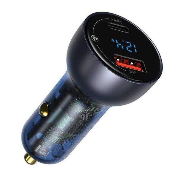 BASEUS cat charger Particular Digital Display QC+PPS Dual Quick Charger Car Charger 65W Dark Gray TZCCKX-0G