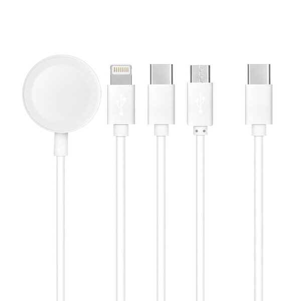 Cable Type C 4w1 for iPhone Lightning 8-pin + Type C + Micro + Apple Watch 3W 1A C3186 white