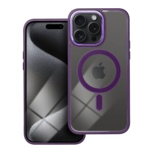 Color Edge Mag Cover case compatible with MagSafe for IPHONE 15 PRO MAX deep purple