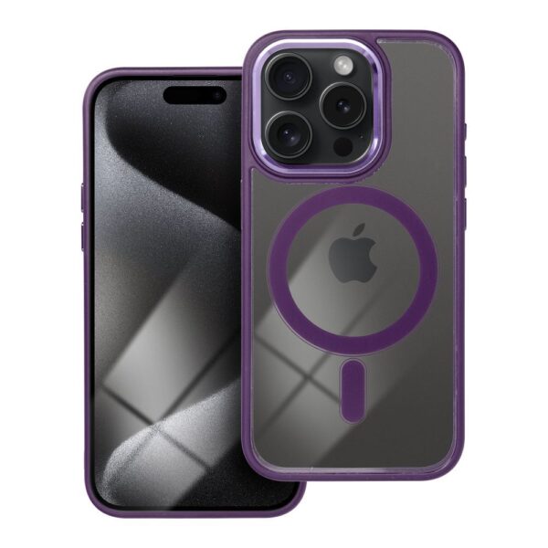Color Edge Mag Cover case compatible with MagSafe for IPHONE 15 PRO deep purple