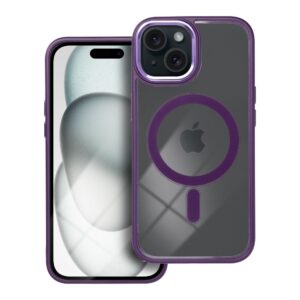 Color Edge Mag Cover case compatible with MagSafe for IPHONE 15 deep purple