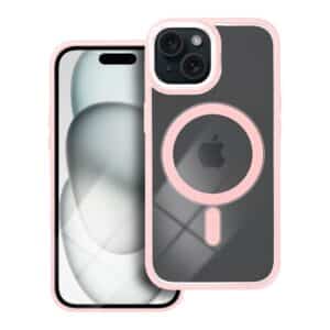 Color Edge Mag Cover case compatible with MagSafe for IPHONE 15 pink