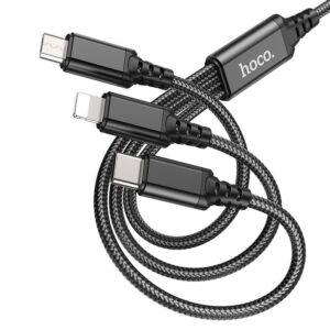 HOCO cable USB 3in1 to iPhone Lightning 8-pin + Micro + Type C X76 black
