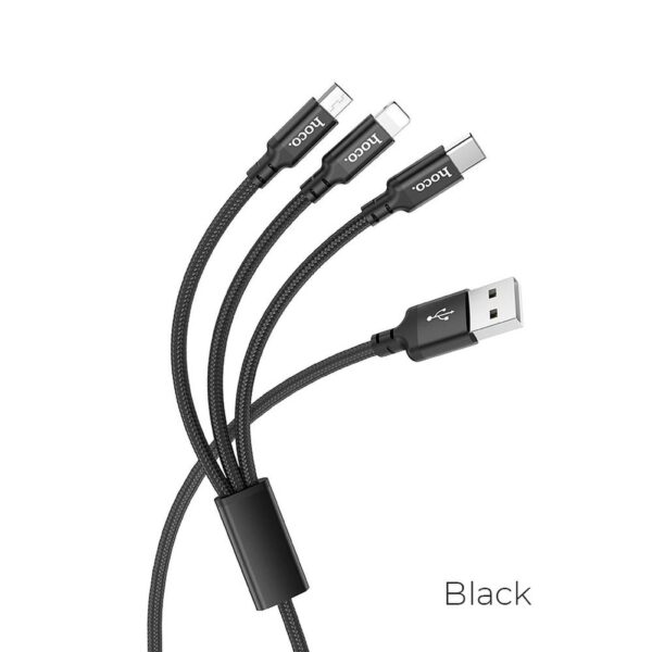 HOCO cable USB cable speed 3in1 Typ C + Lightning 8-pin + Micro X14 TIMES black