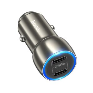 HOCO car charger 2x Type C PD 40W Z48 metal gray