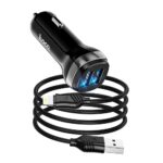 HOCO car charger 2x USB A + cable USB A to iPhone Lightning 8-pin 2