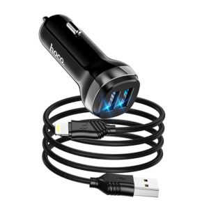 HOCO car charger 2x USB A + cable USB A to iPhone Lightning 8-pin 2