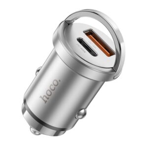 HOCO car charger USB QC 3.0 + Type C PD 45W NZ10 silver