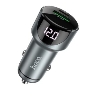 HOCO car charger USB QC3.0 + PD20W LED Light road Z42 metal grey