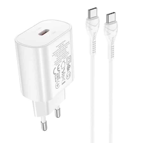 HOCO charger Type C PD 25W with cable Type C Jetta N22 white