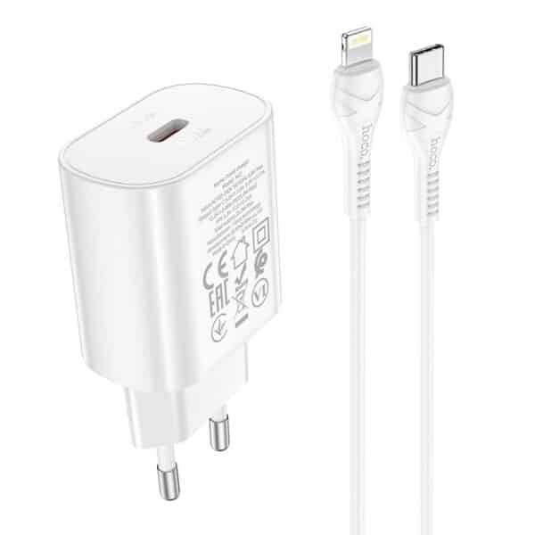HOCO charger Type C PD 25W with cable to Lightning 8-pin Jetta N22 white