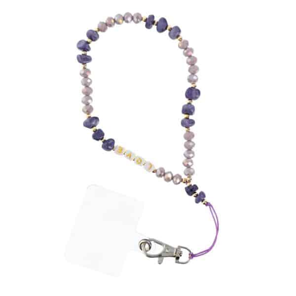 LOVE pendant for the phone / cord length 44cm (22cm in the loop) / on hand - purple