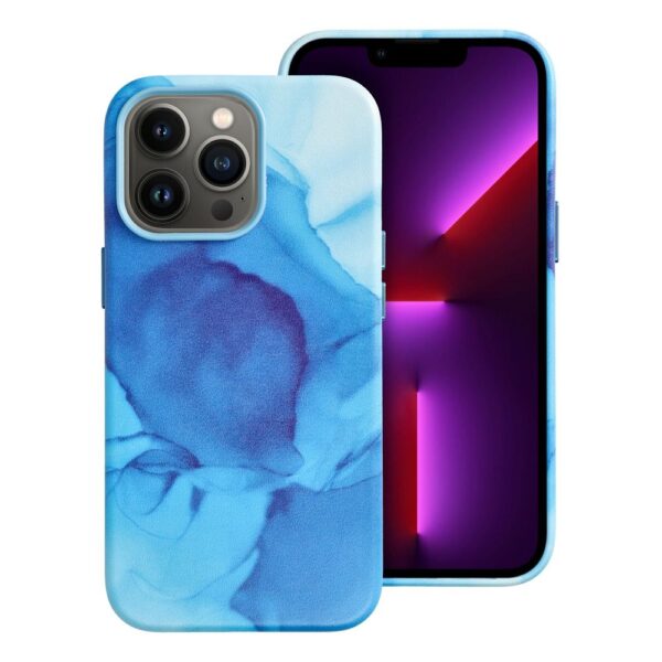 Leather Mag Cover for IPHONE 13 PRO blue splash