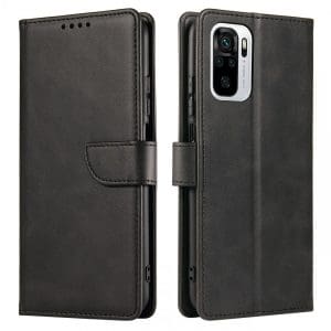Magnet Case elegant bookcase type case with kickstand for Xiaomi Redmi Note 10 5G Poco M3 Pro black