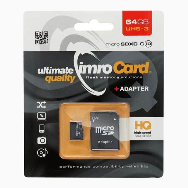 Memory Card Imro microSD 64GB with adapter / Class 10 UHS 3