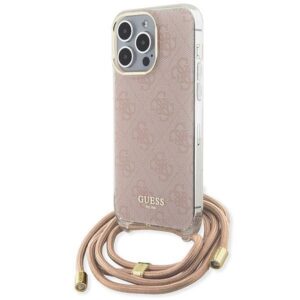 Original faceplate case GUESS GUHCP15LHC4SEP for iPhone 15 Pro (Crossbody Cord 4G Print / pink)