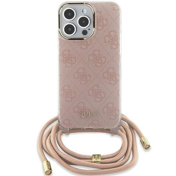 Original faceplate case GUESS GUHCP15SHC4SEP for iPhone 15 (Crossbody Cord 4G Print / pink)