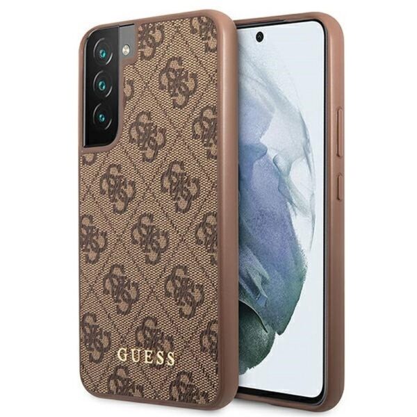 Original faceplate case GUESS GUHCS22SG4GFBR do Samsung S22 (4G Metal Gold Logo / brown)