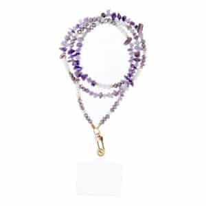 STONE pendant for the phone / cord length 82cm (41cm in the loop) / on neck - purple