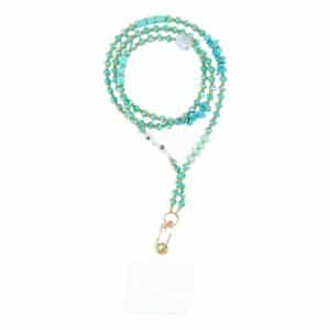 STONE pendant for the phone / cord length 82cm (41cm in the loop) / on neck - turquoise
