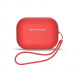 Silicone case for AirPods 3 + wrist strap lanyard - red