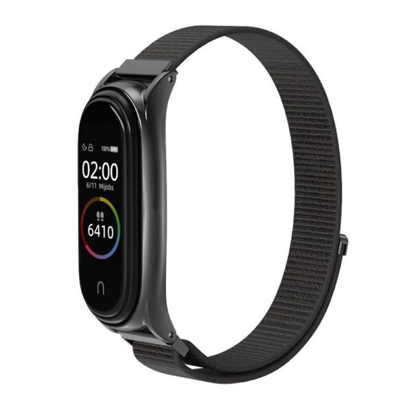 Strap nylon for smartband Xiaomi Mi Band 5 / 6 / 7 black (05)