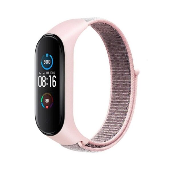 Strap nylon for smartband Xiaomi Mi Band 5 / 6 / 7 pink (07)