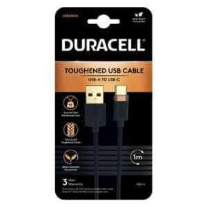 USB 2.0 Cable Duracell Braided Kevlar USB A to USB C 1m Black