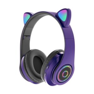 Wireless Stereo Headphones CAT EAR CXT-B39 with LED & SD Card Cat Ears Purple